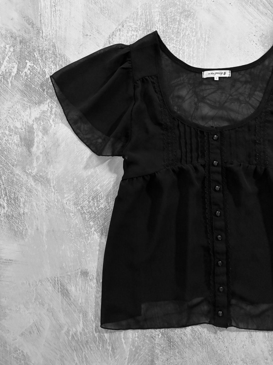 Passy Sheer Blouse - MIDNIGHT FAE