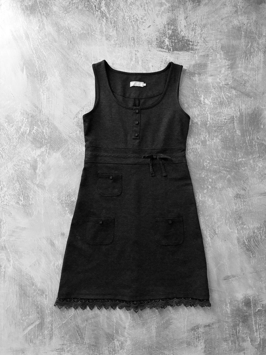 Patches Grey Dress - MIDNIGHT FAE