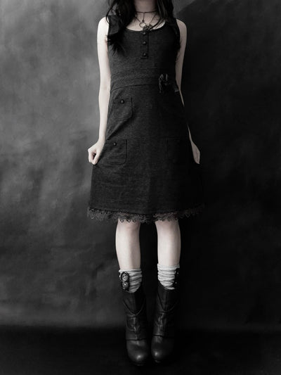 Patches Grey Dress - MIDNIGHT FAE