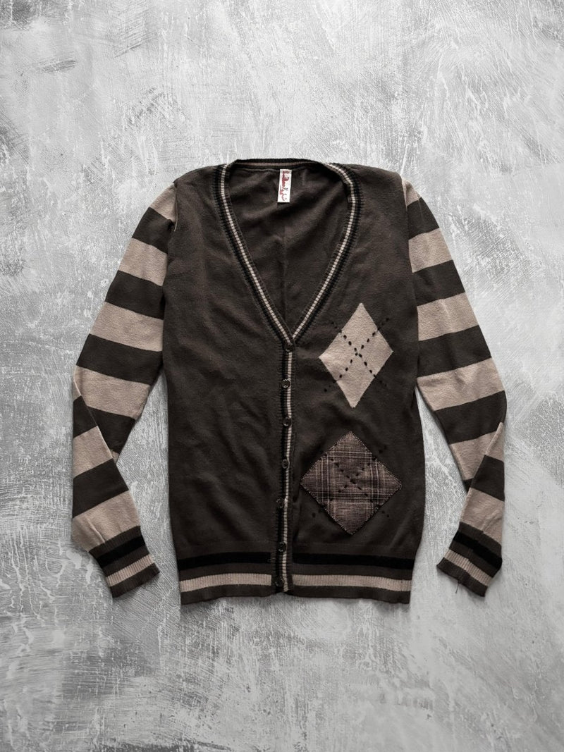 Patchwork Knit Cardigan - MIDNIGHT FAE