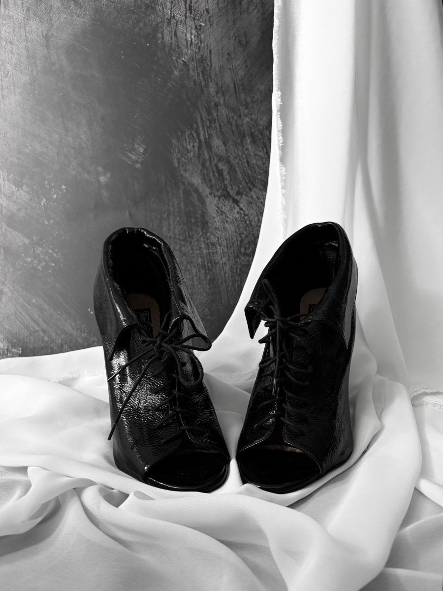 Patent Wedge Boots - MIDNIGHT FAE