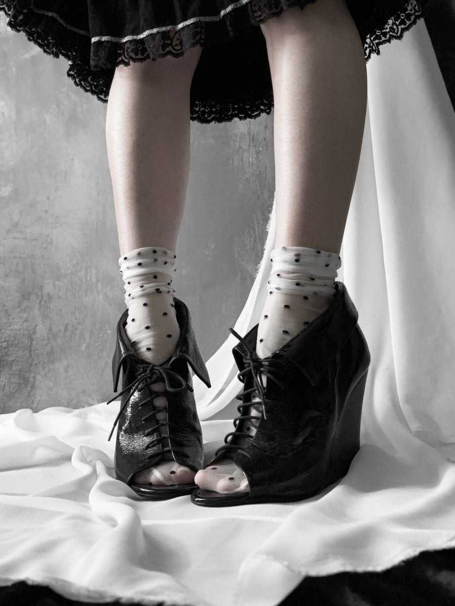 Patent Wedge Boots - MIDNIGHT FAE