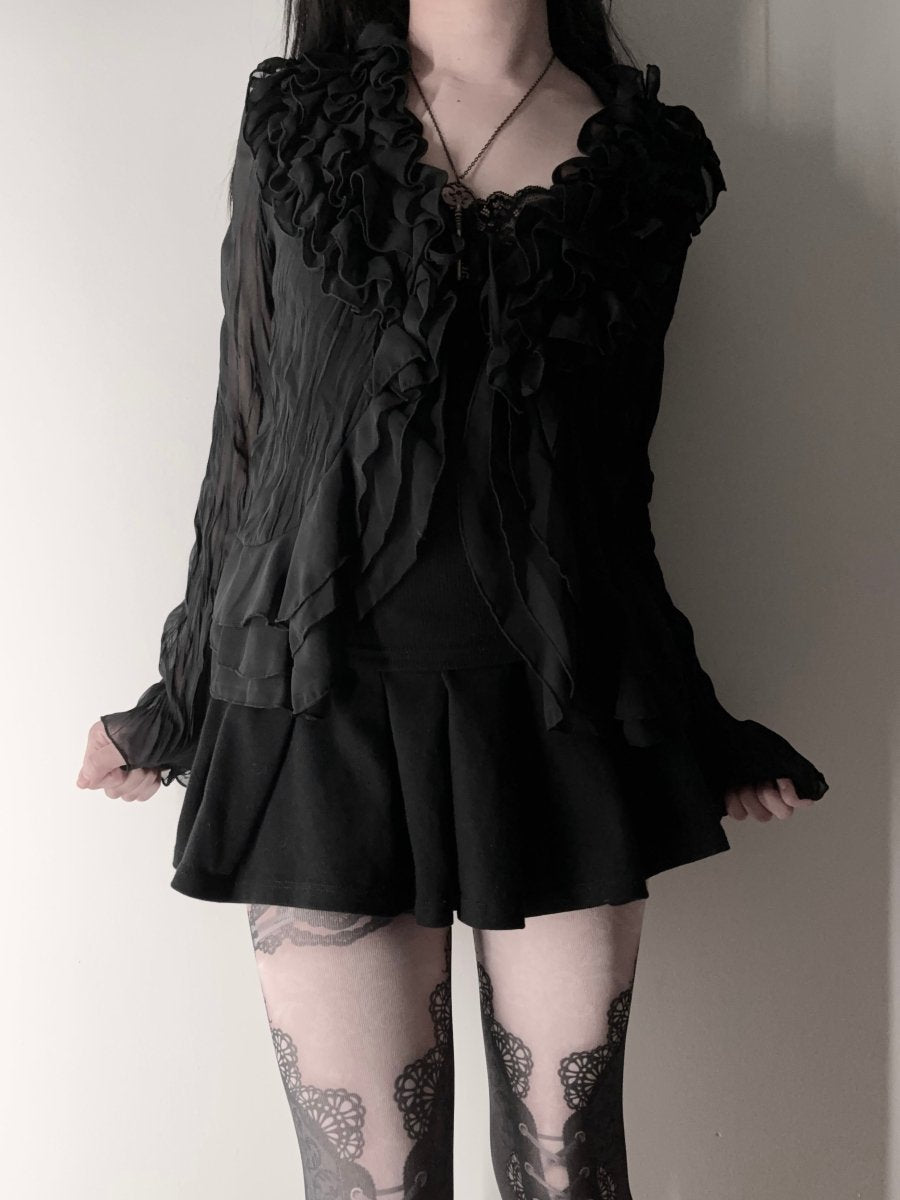 Pavilion Ruffle Cardigan - MIDNIGHT FAE