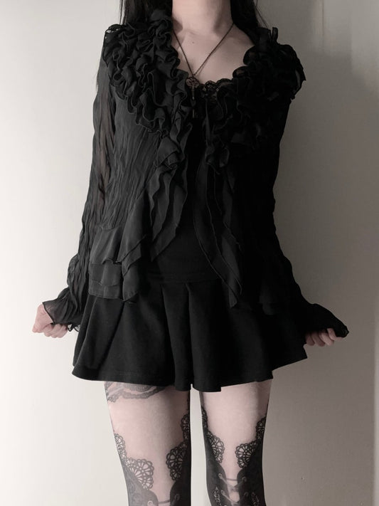 Pavilion Ruffle Cardigan - MIDNIGHT FAE