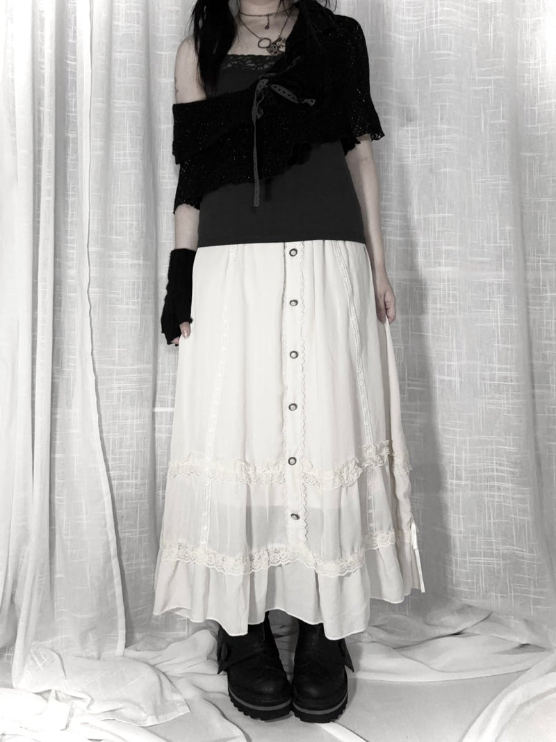 Pearl Button Skirt - MIDNIGHT FAE