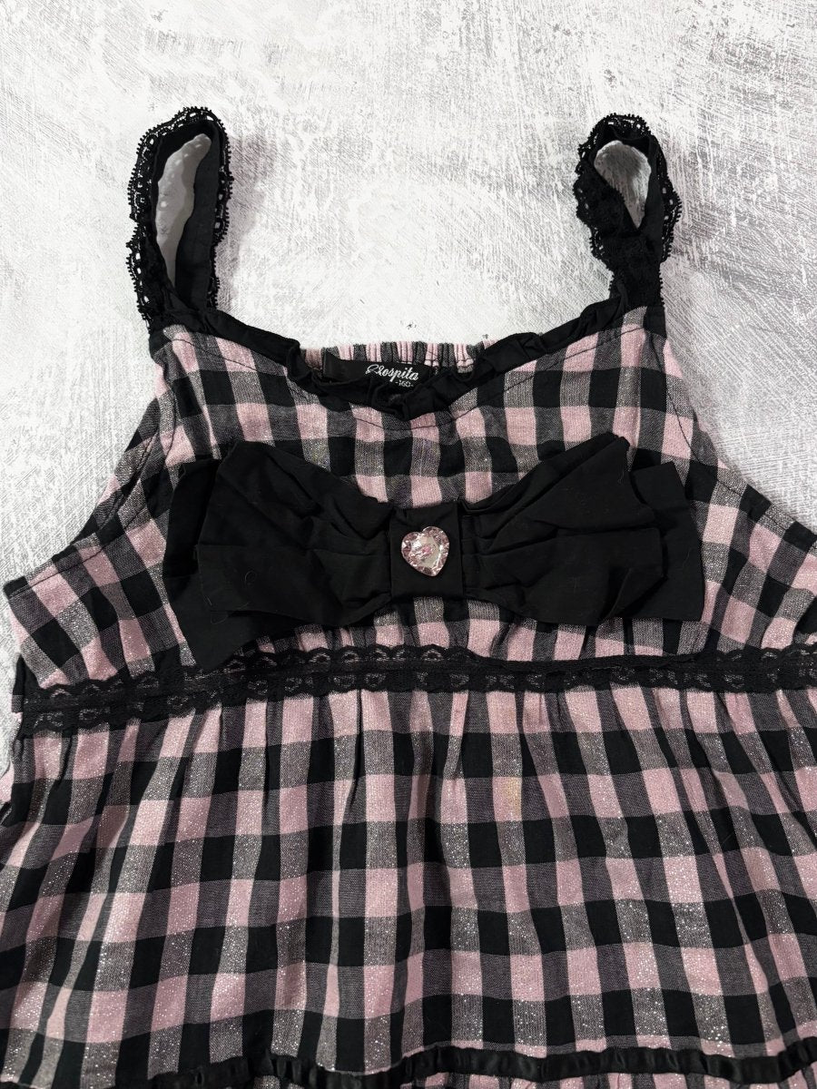 Pink Plaid Tiered Cami - MIDNIGHT FAE