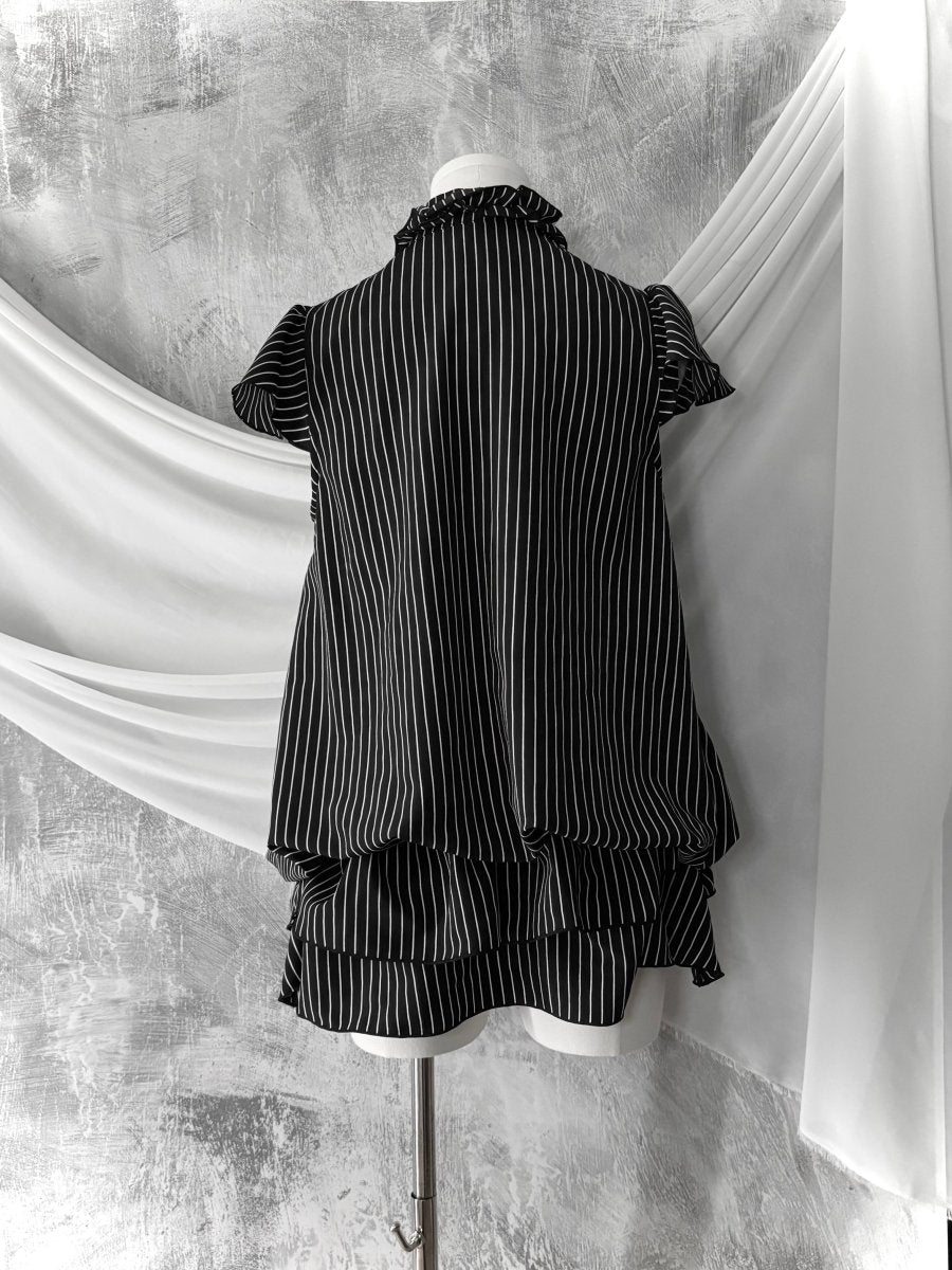 Pinstripe Bubble Dress - MIDNIGHT FAE