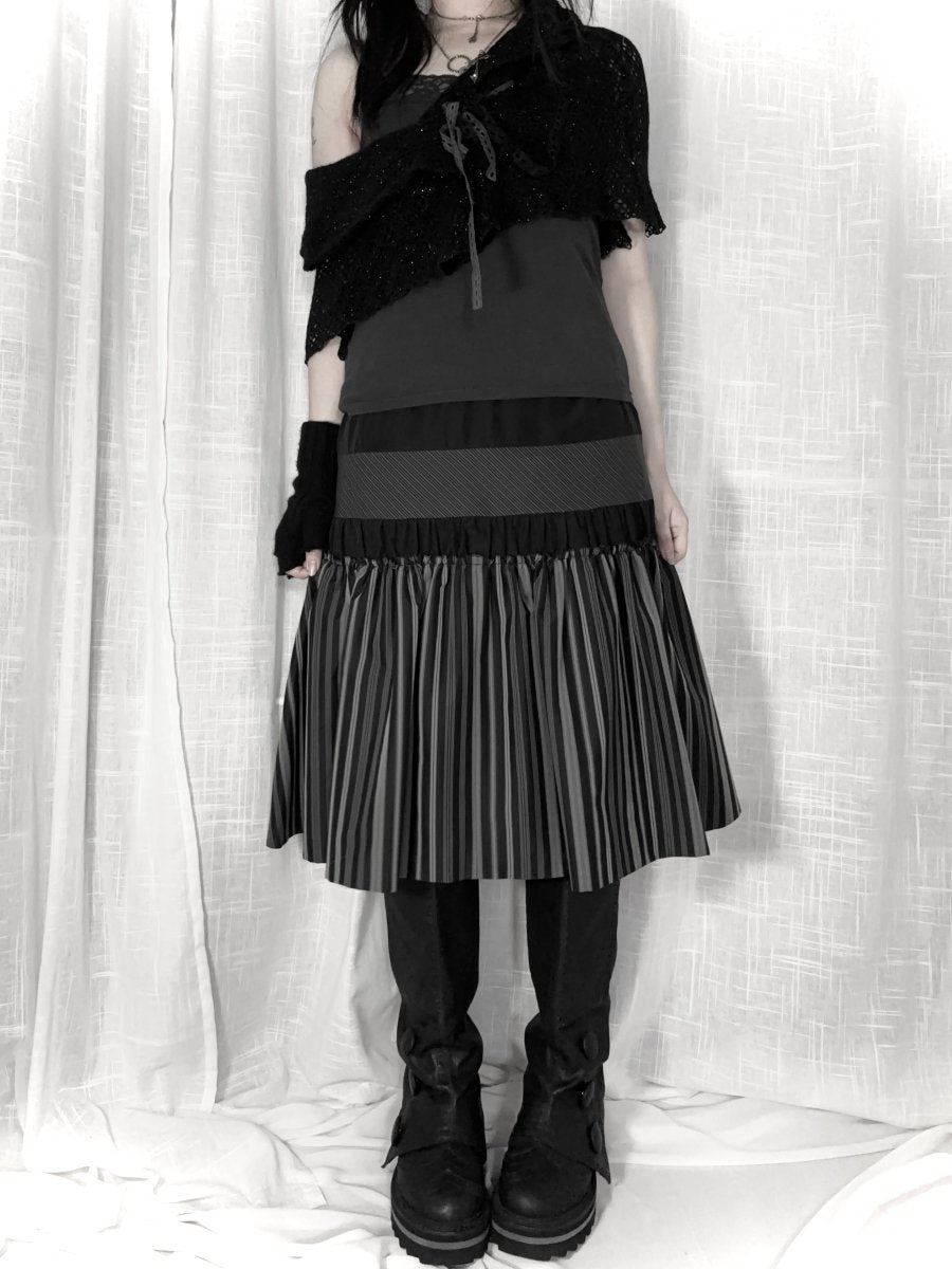Pinstripe Midi Skirt - MIDNIGHT FAE
