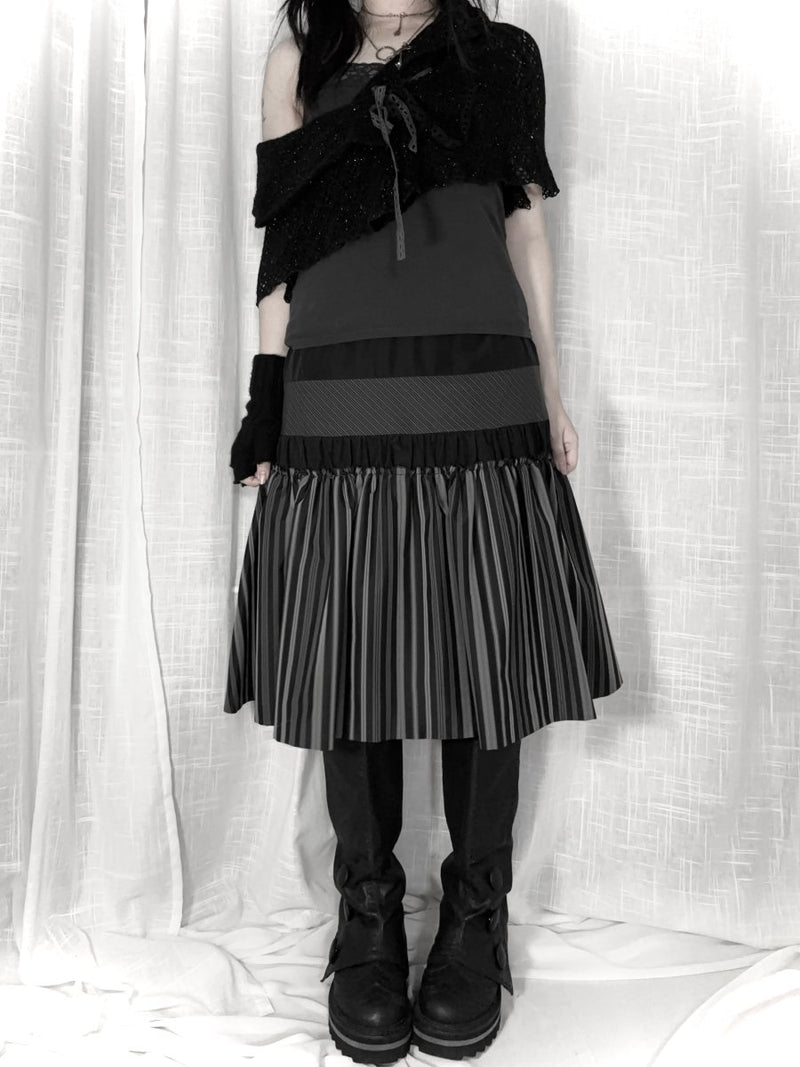 Pinstripe Midi Skirt - MIDNIGHT FAE
