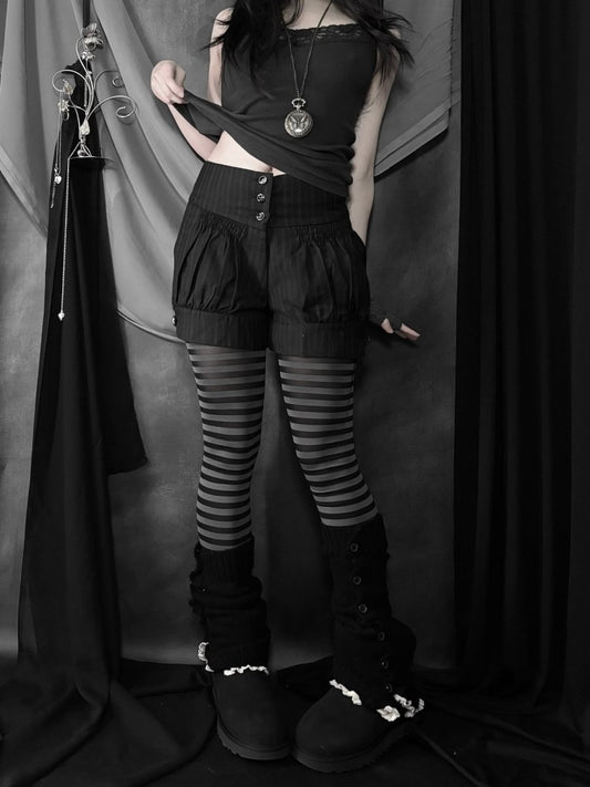 Pinstripe Wool Shorts - MIDNIGHT FAE
