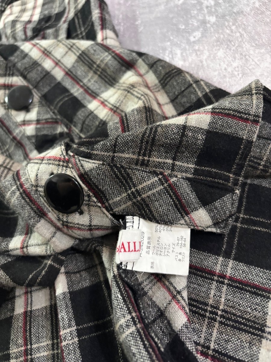 Plaid Button Up Mini Dress - MIDNIGHT FAE