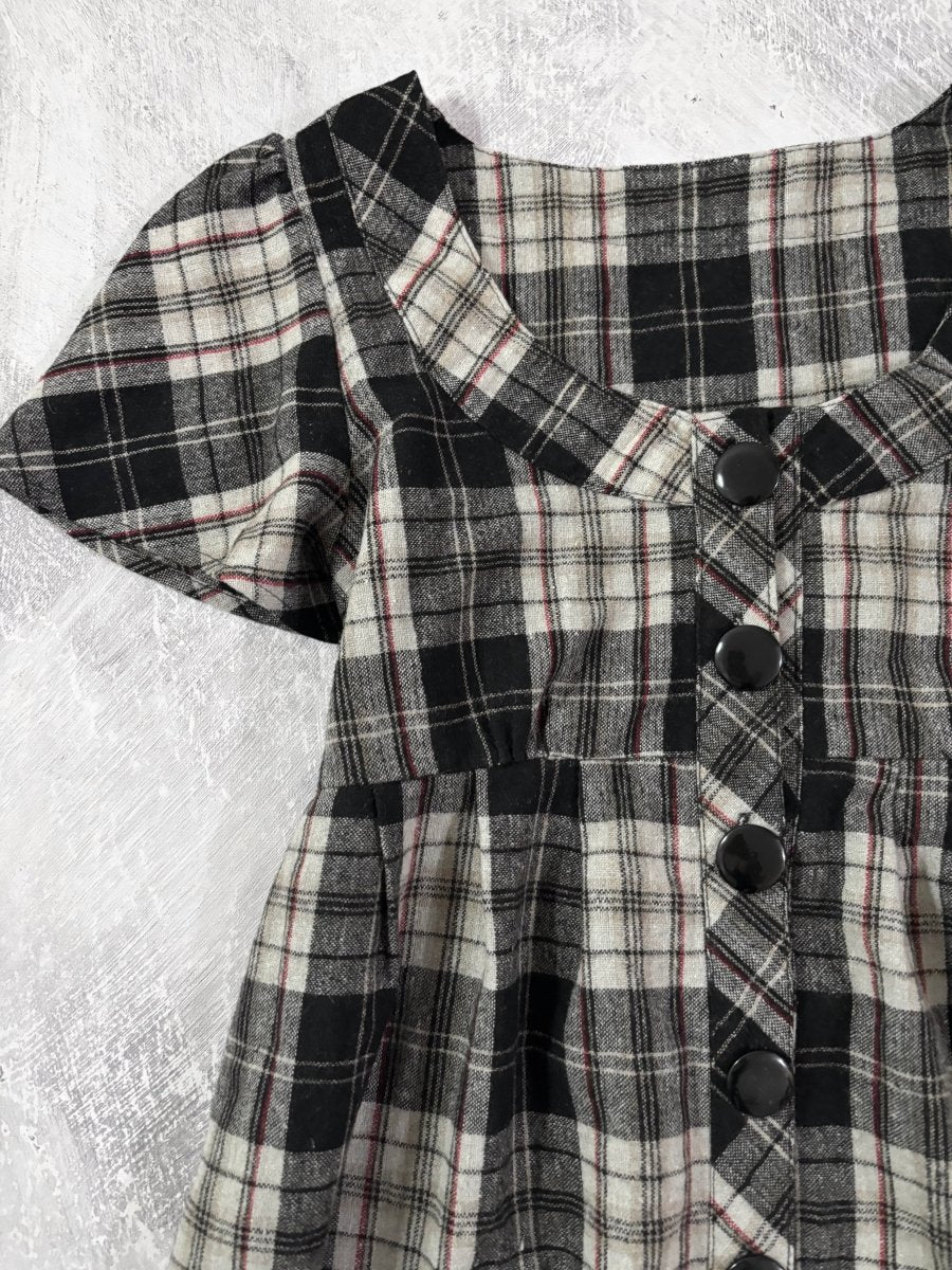 Plaid Button Up Mini Dress - MIDNIGHT FAE