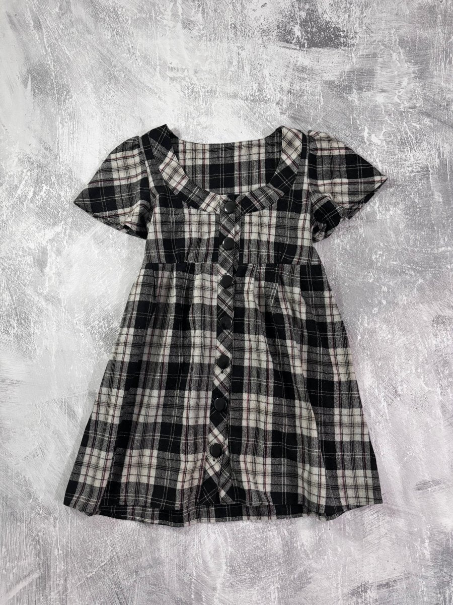 Plaid Button Up Mini Dress - MIDNIGHT FAE