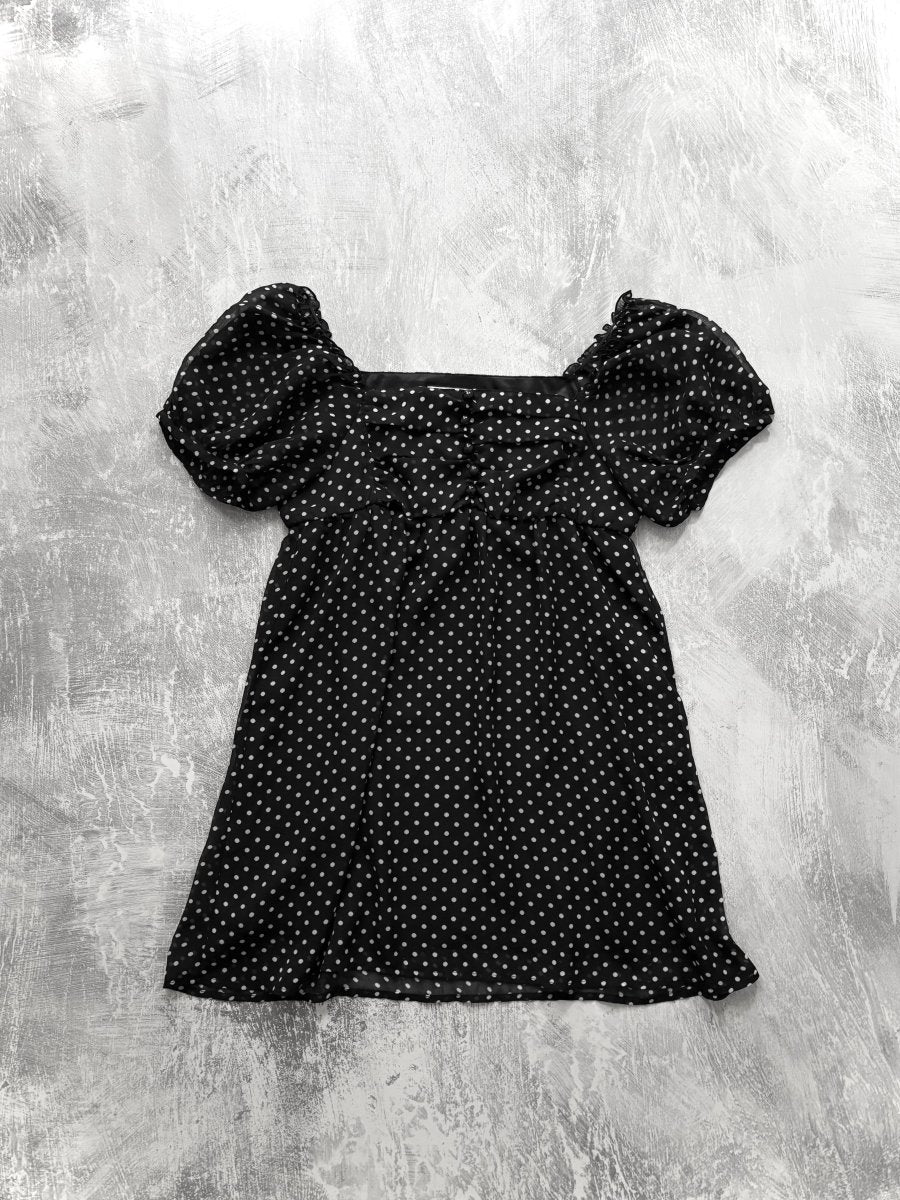 Rosette Polkadot Blouse - MIDNIGHT FAE
