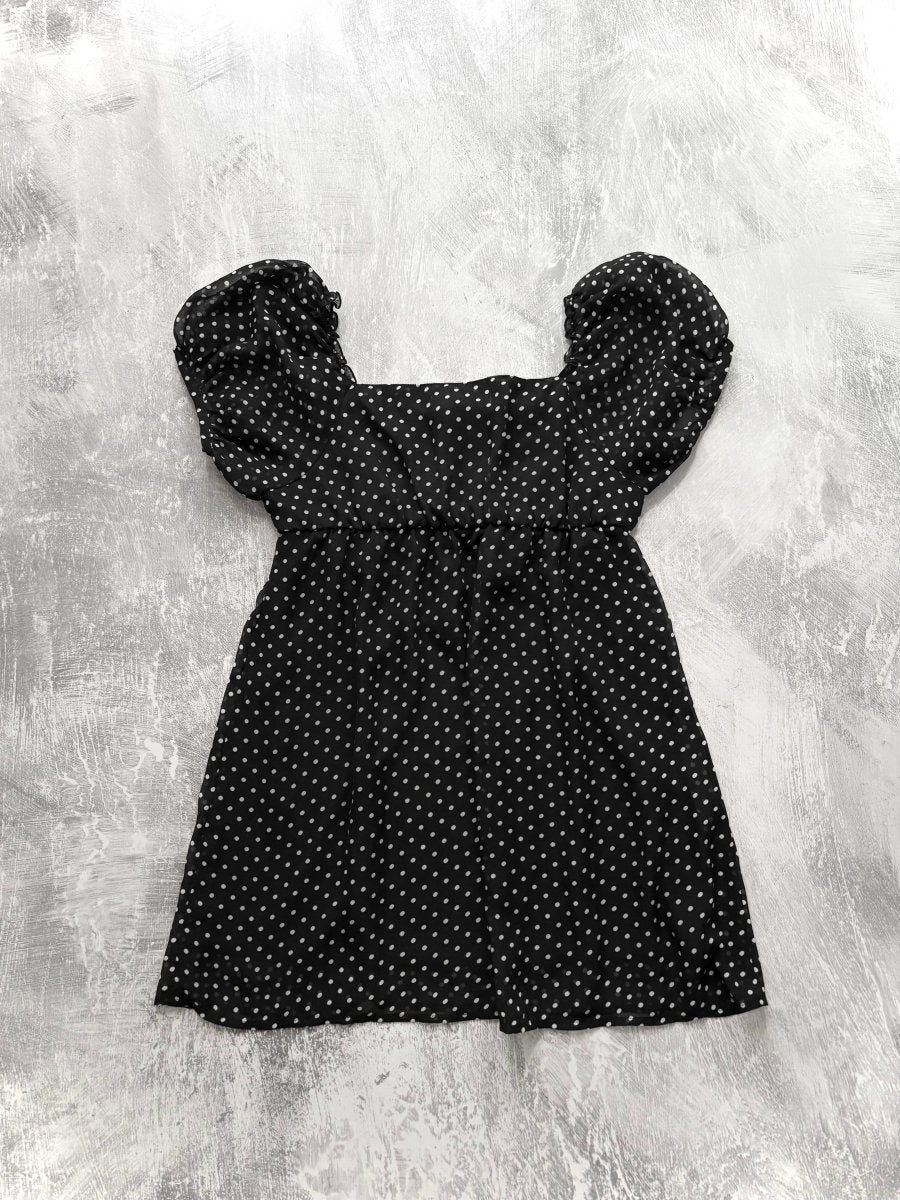 Rosette Polkadot Blouse - MIDNIGHT FAE