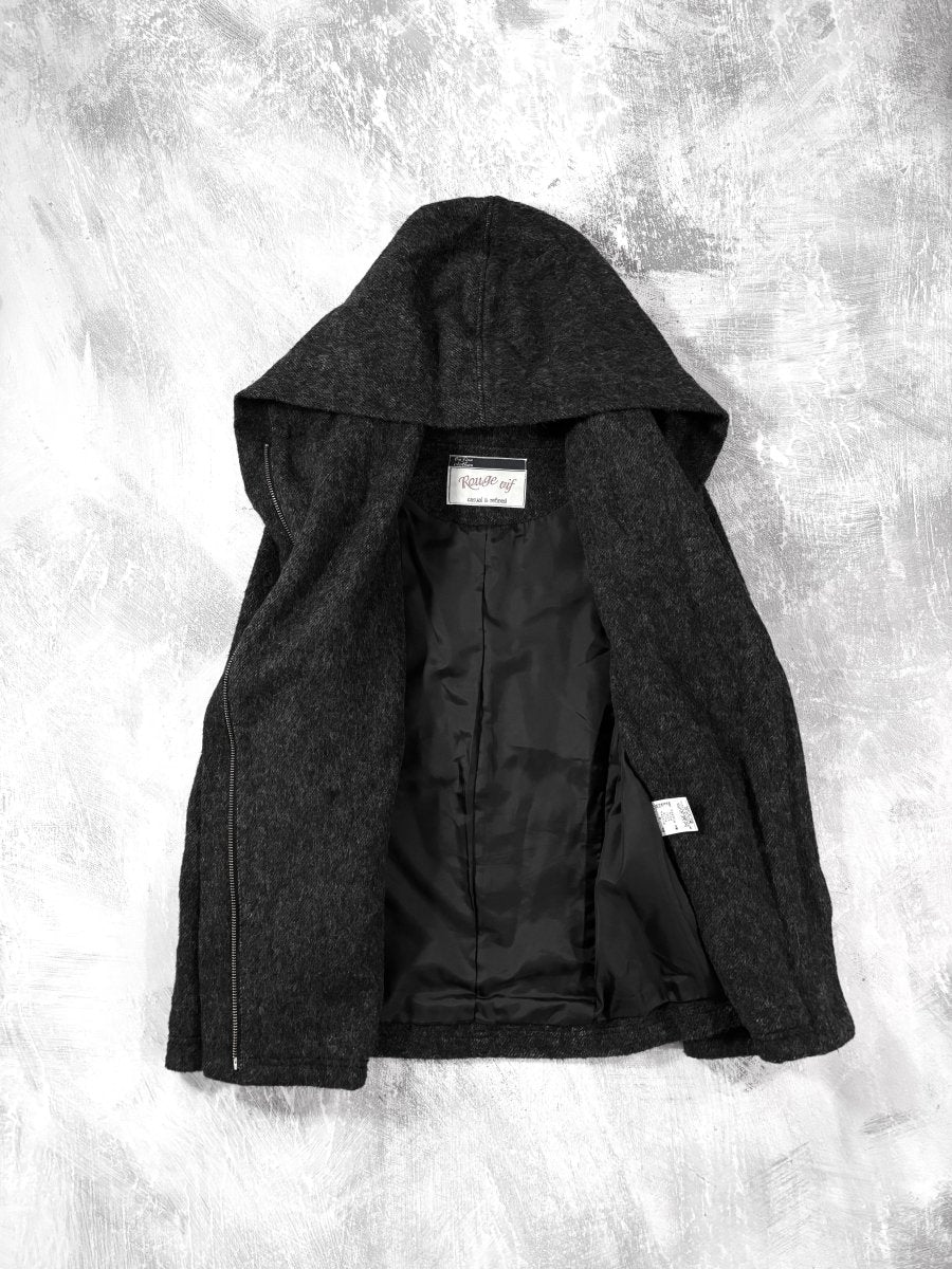 Rouge Asymmetric Wool Jacket - MIDNIGHT FAE