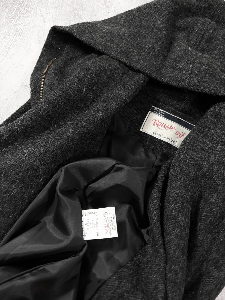 Rouge Asymmetric Wool Jacket - MIDNIGHT FAE