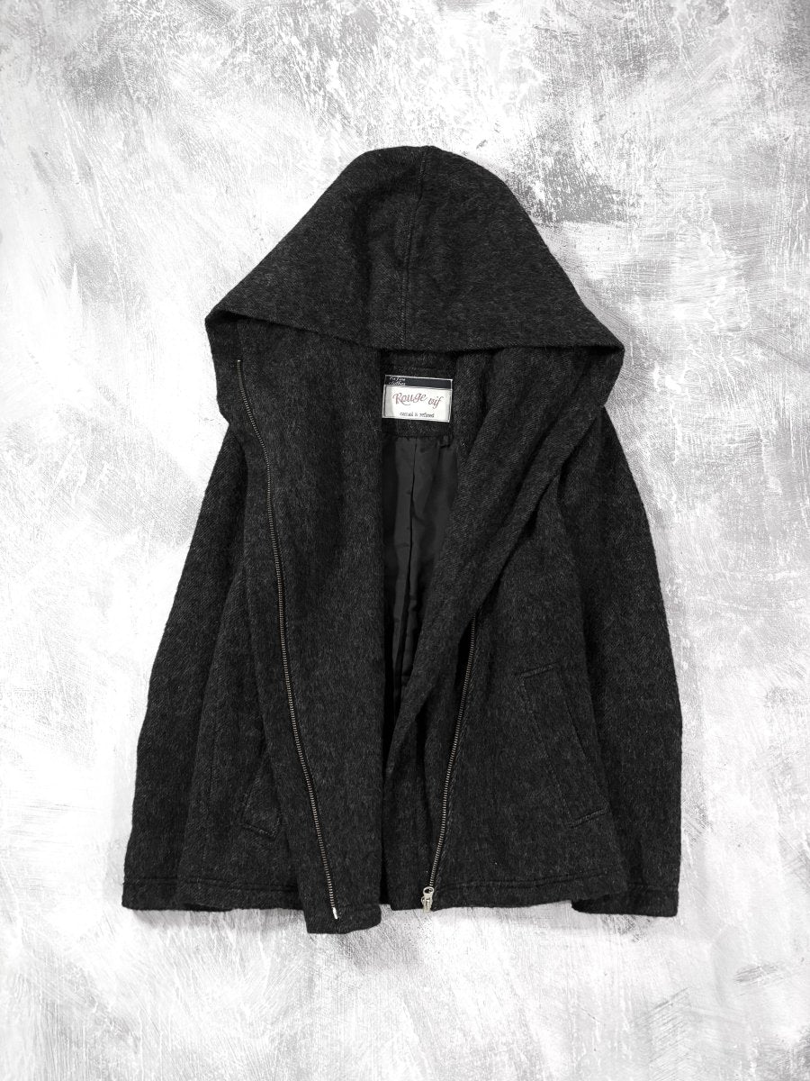 Rouge Asymmetric Wool Jacket - MIDNIGHT FAE