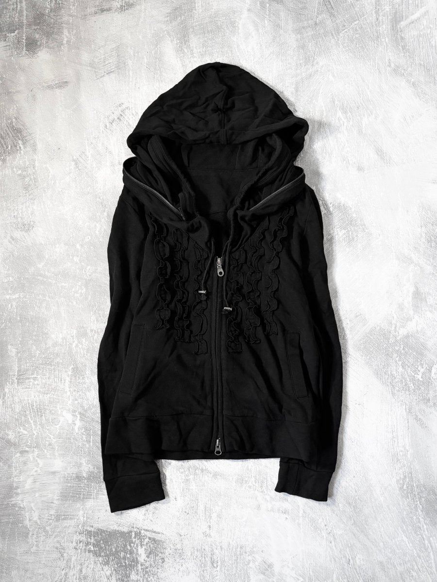 Ruffle Zip Up Hoodie - MIDNIGHT FAE
