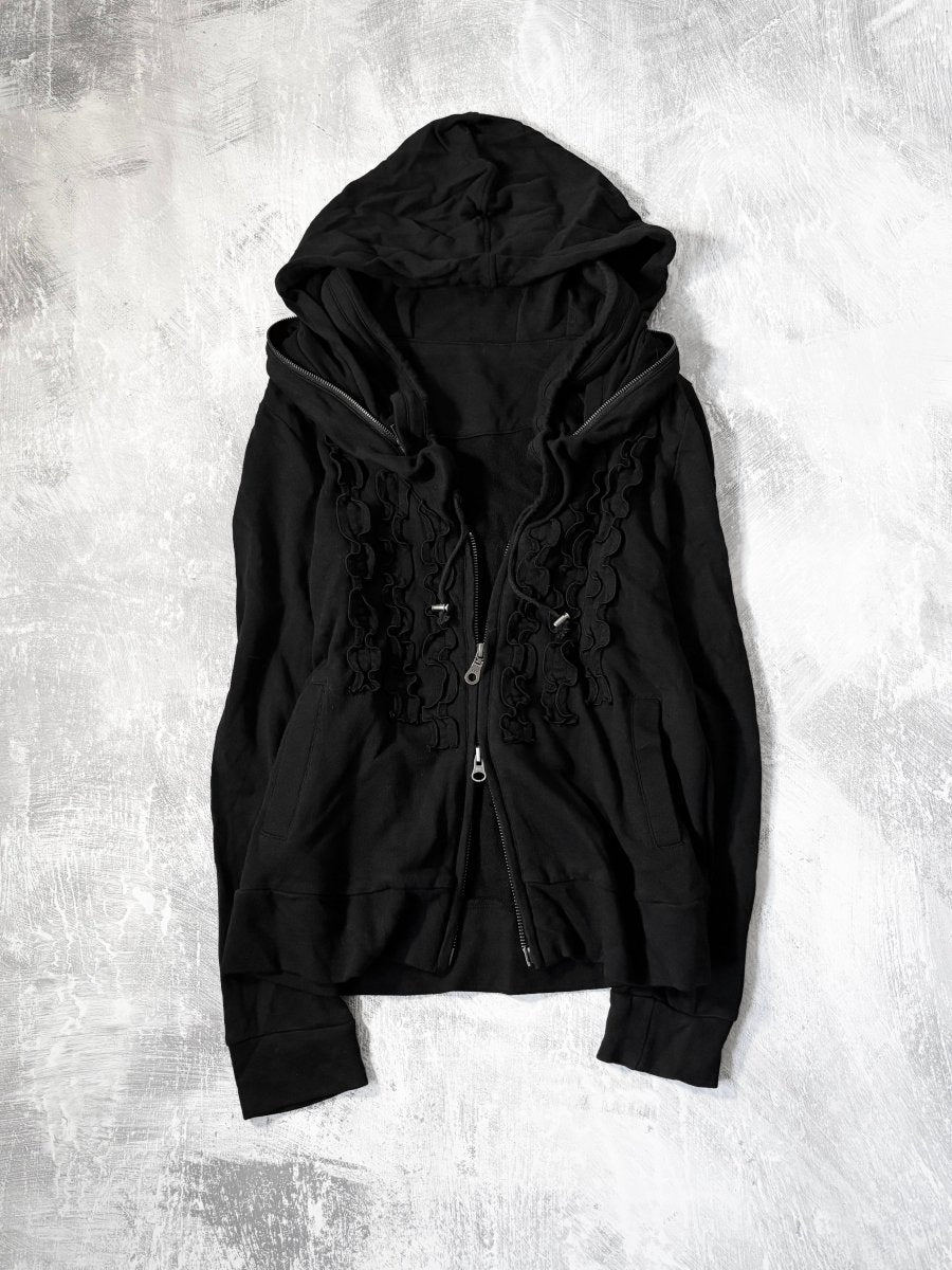 Ruffle Zip Up Hoodie - MIDNIGHT FAE