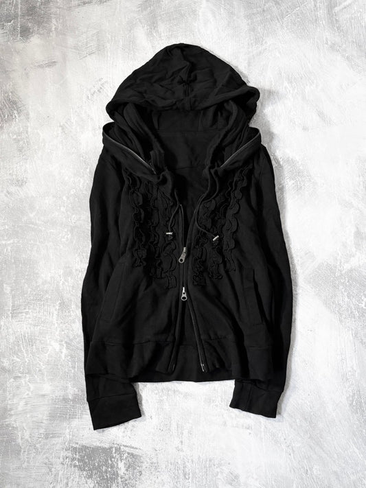 Ruffle Zip Up Hoodie - MIDNIGHT FAE