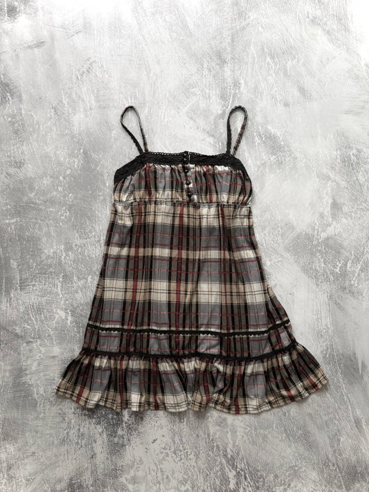 Rust Plaid Mini Dress - MIDNIGHT FAE