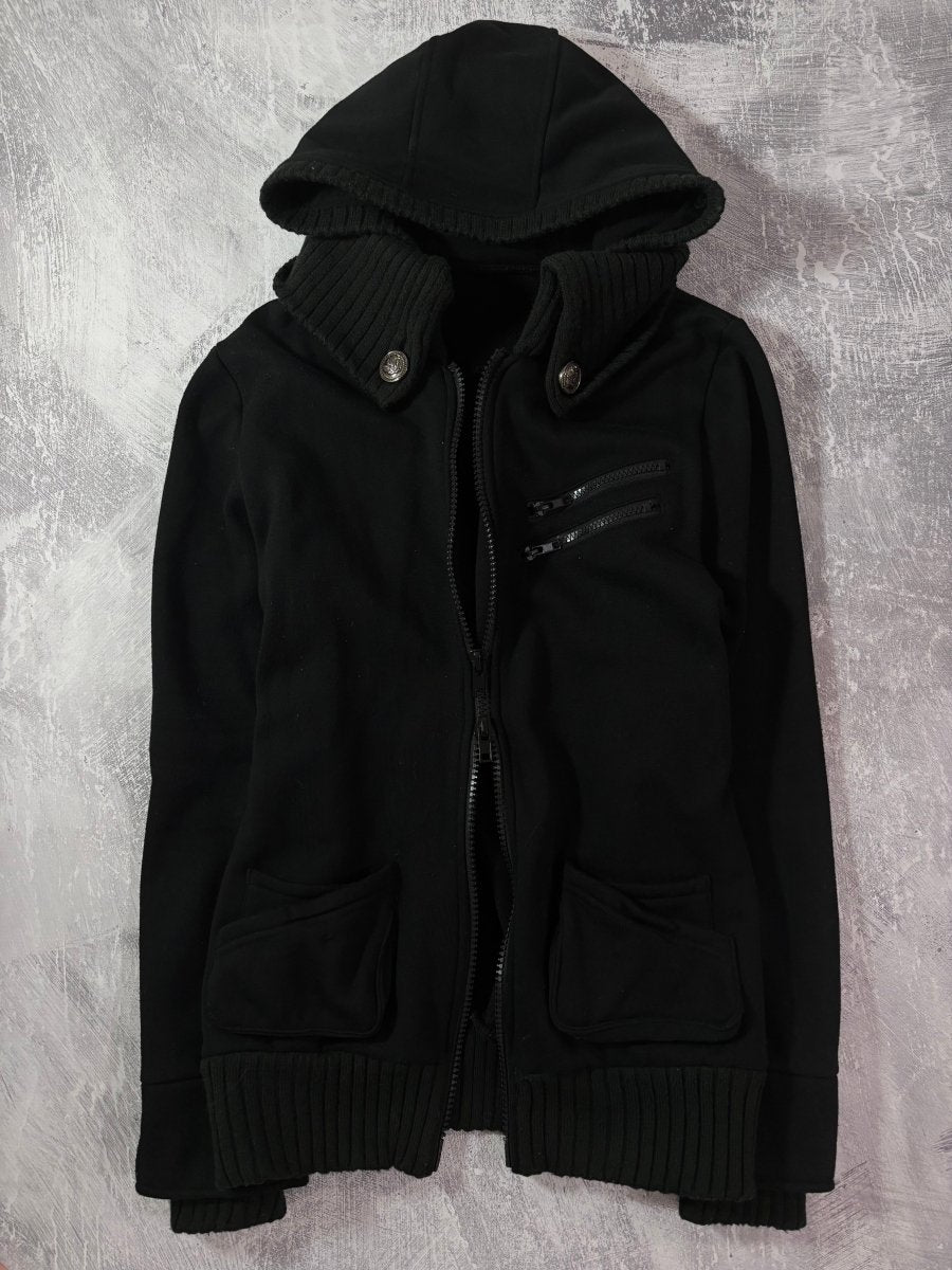 Ryu Black Zip Up Hoodie Jacket - MIDNIGHT FAE