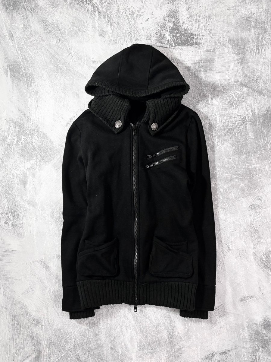 Ryu Black Zip Up Hoodie Jacket - MIDNIGHT FAE