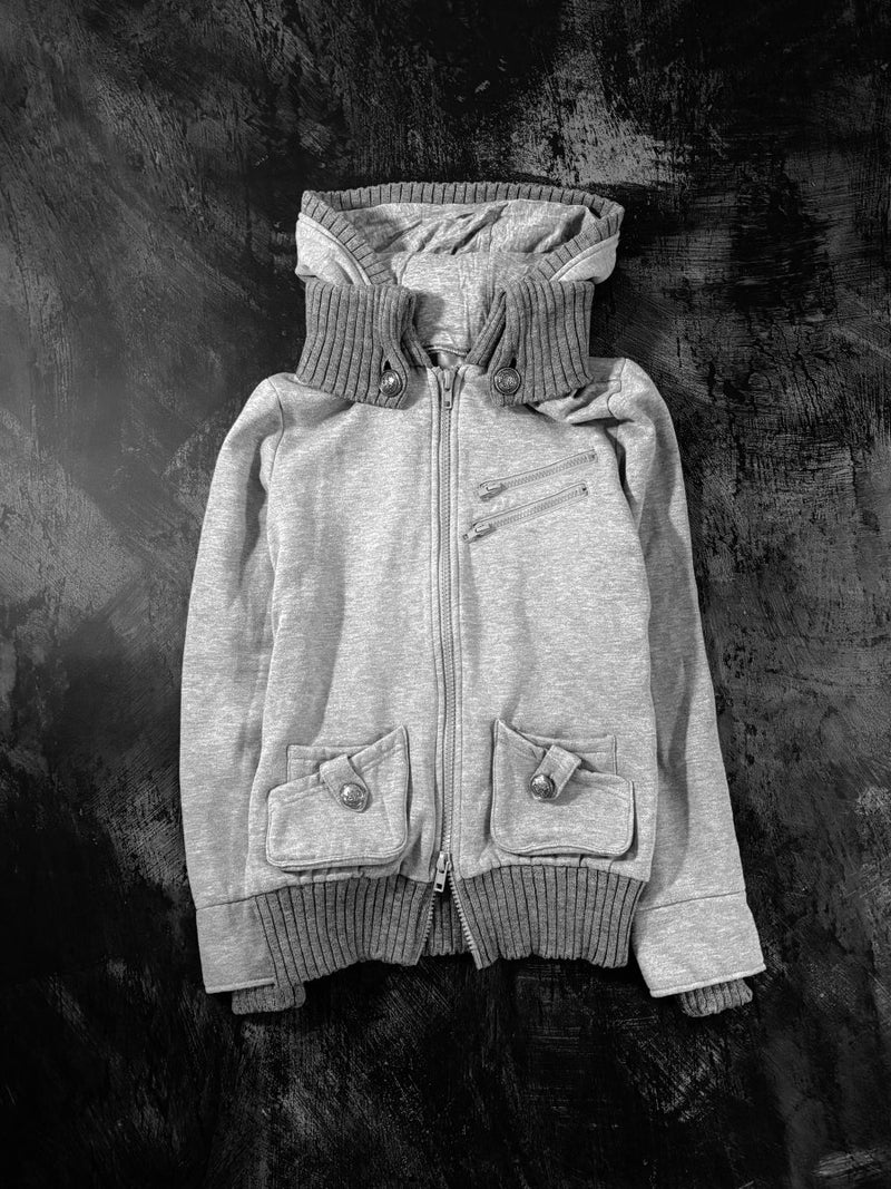 Ryu Grey Zip Up Hoodie Jacket - MIDNIGHT FAE