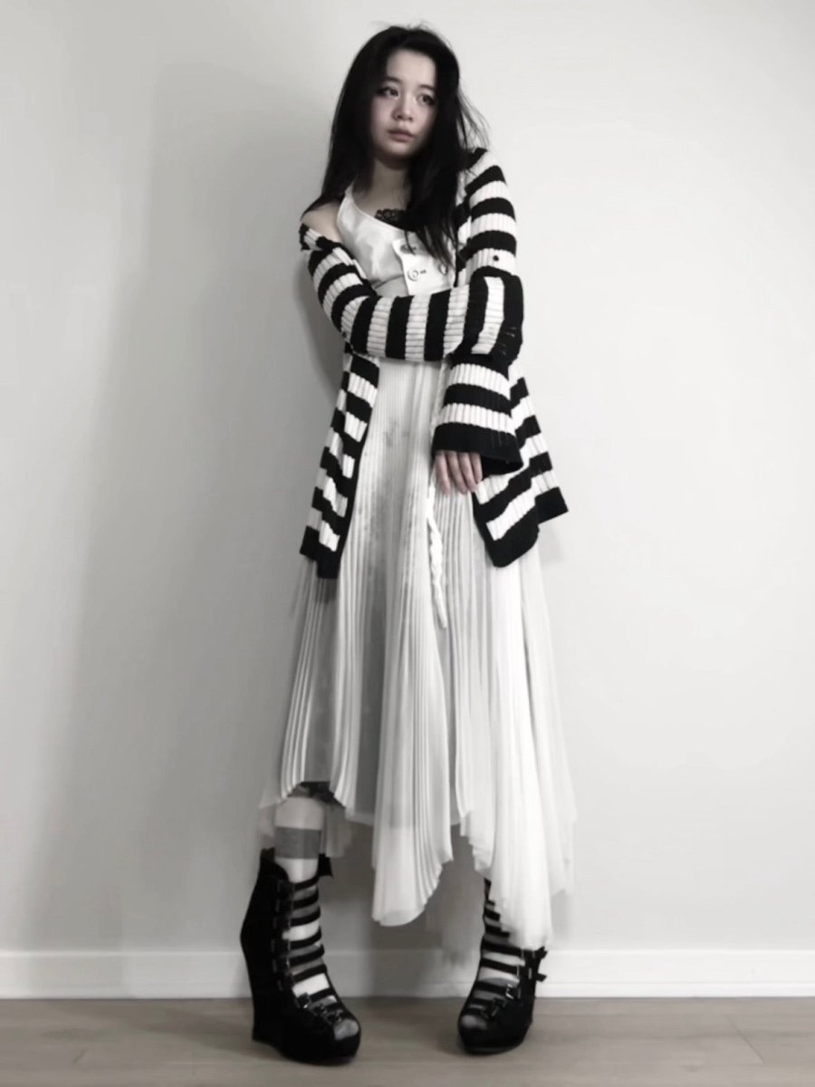 Ryu Striped Cardigan - MIDNIGHT FAE