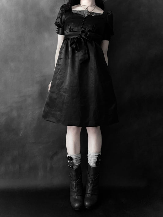 Satin Babydoll Dress - MIDNIGHT FAE