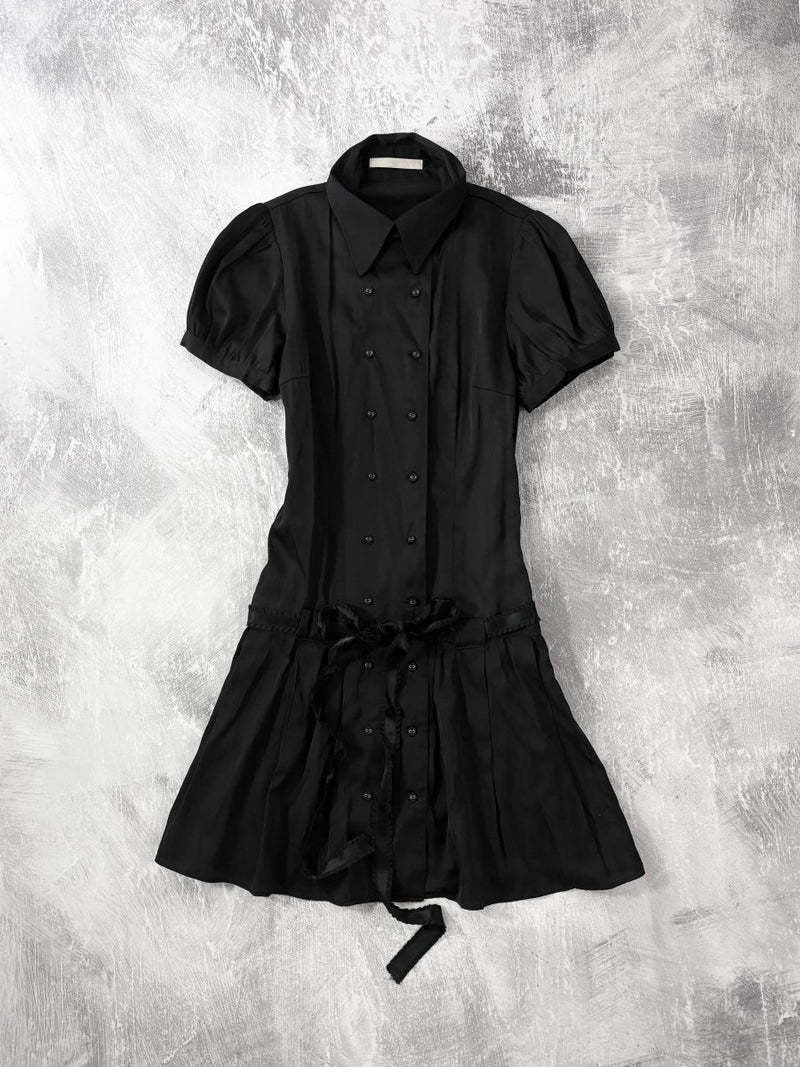 Satin Collared Dress - MIDNIGHT FAE