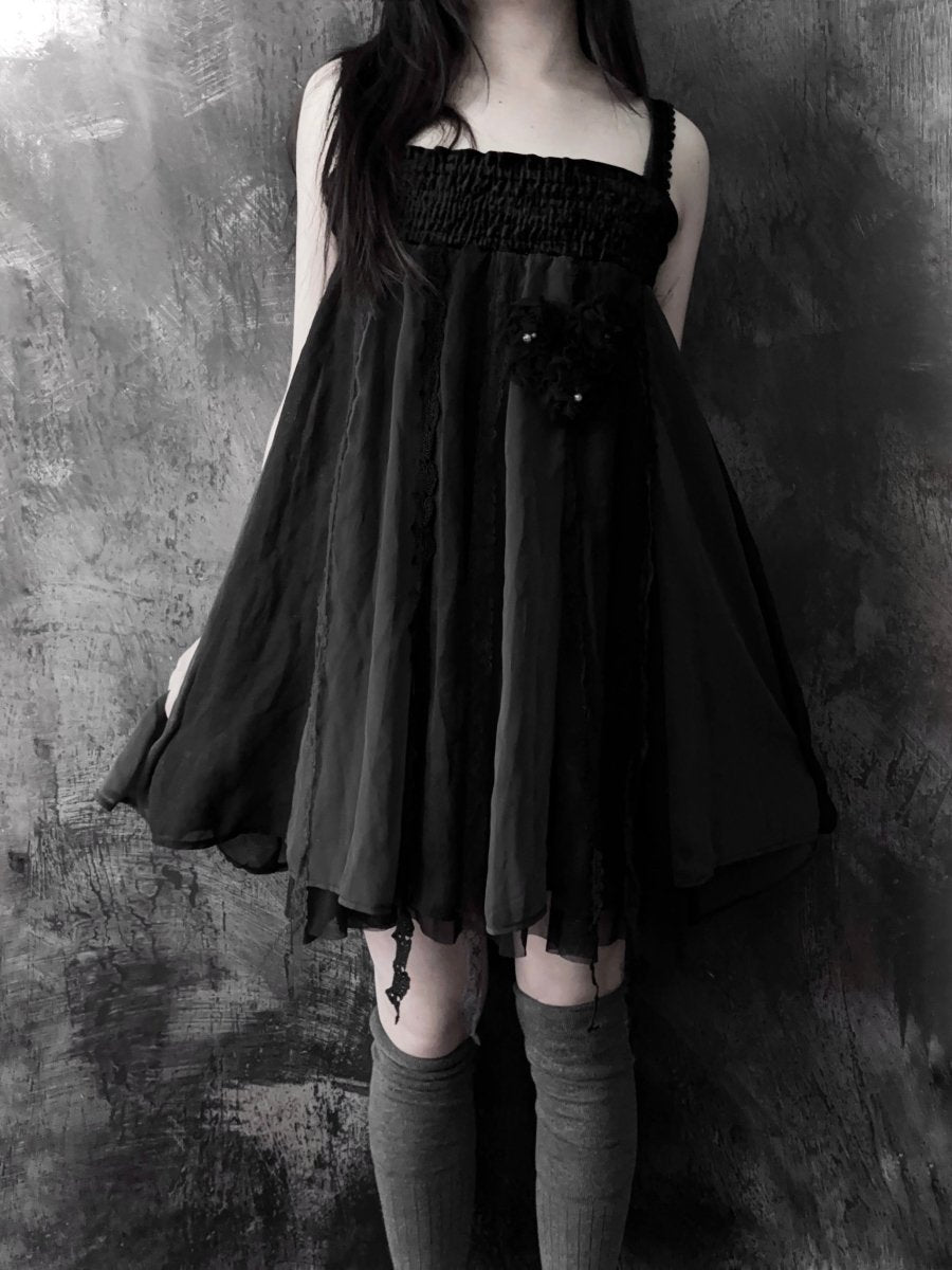 Sepulchre Babydoll Dress - MIDNIGHT FAE