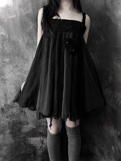Sepulchre Babydoll Dress - MIDNIGHT FAE