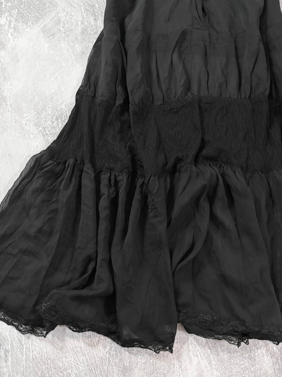 Sheer Frilly Midi Dress - MIDNIGHT FAE