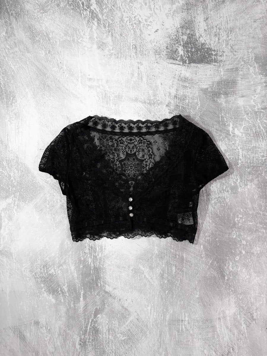 Sheer Lace Bolero Vest - MIDNIGHT FAE