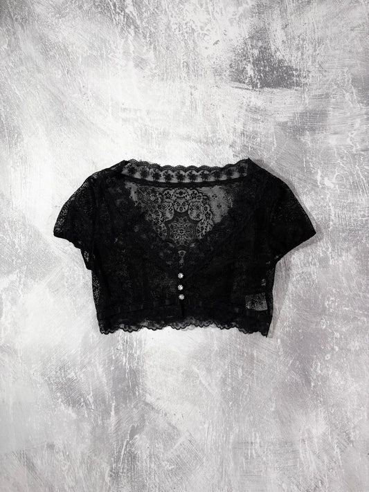 Sheer Lace Bolero Vest - MIDNIGHT FAE