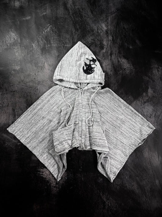 Skull Knit Poncho - MIDNIGHT FAE