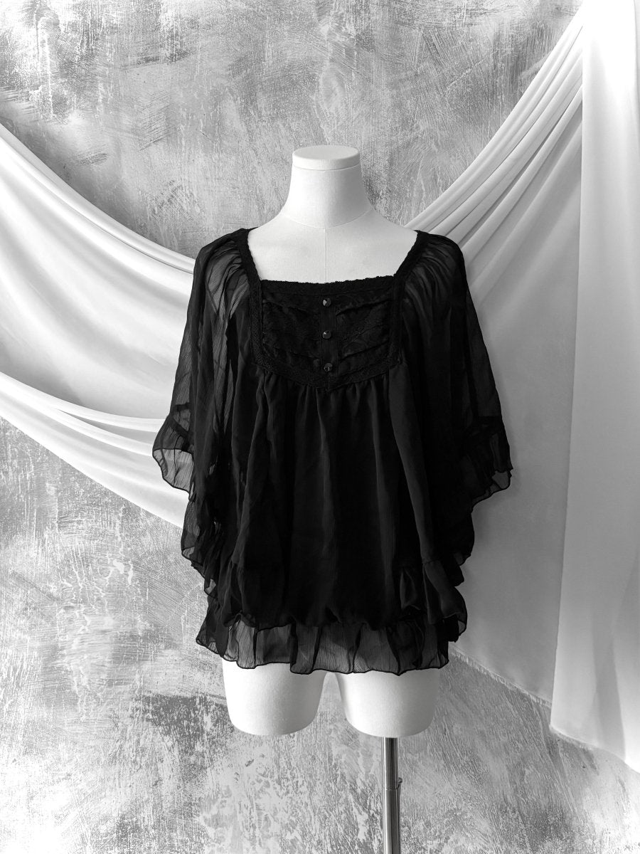 Sky Poncho Blouse - MIDNIGHT FAE