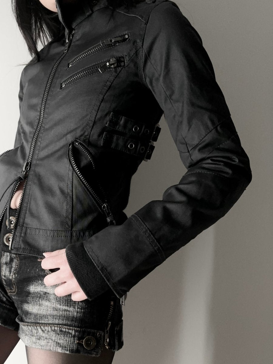 Spiral Rider Waxed Jacket - MIDNIGHT FAE