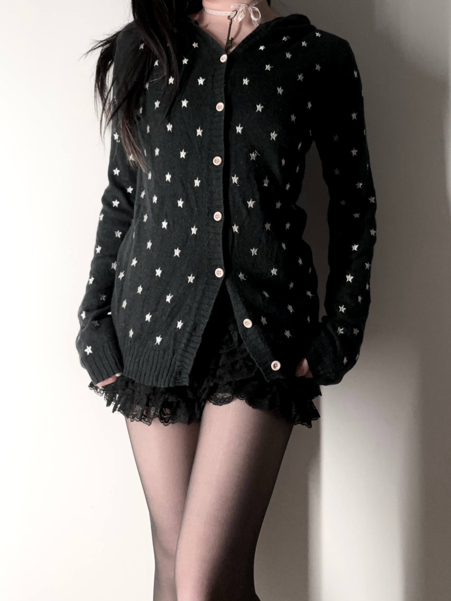Stars Hooded Cardigan - MIDNIGHT FAE
