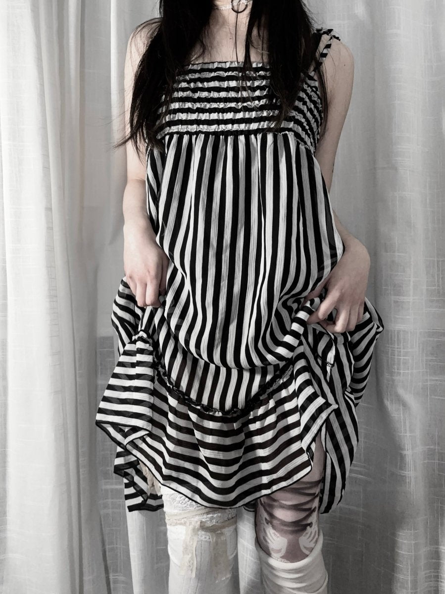 Striped Babydoll Dress - MIDNIGHT FAE