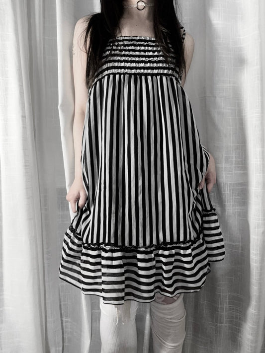 Striped Babydoll Dress - MIDNIGHT FAE