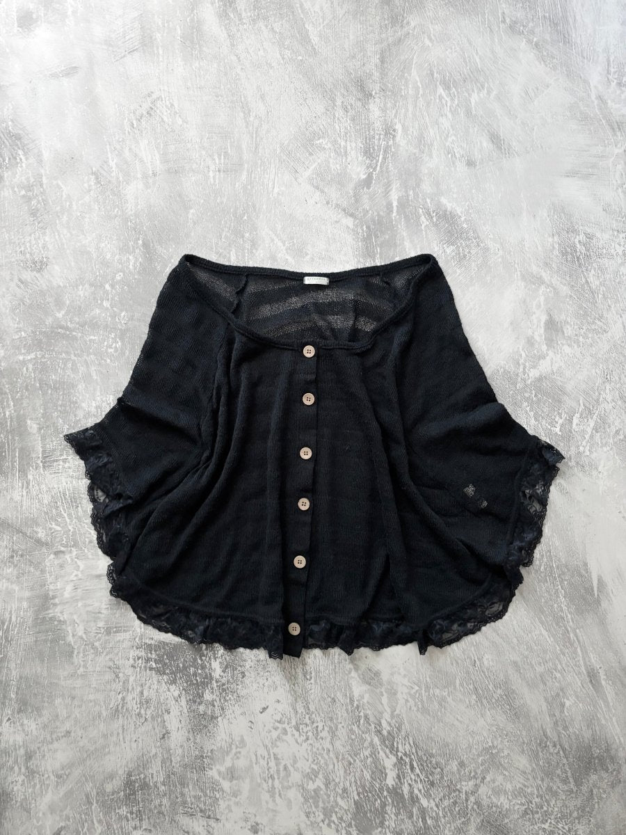 Striped Knit Poncho - MIDNIGHT FAE