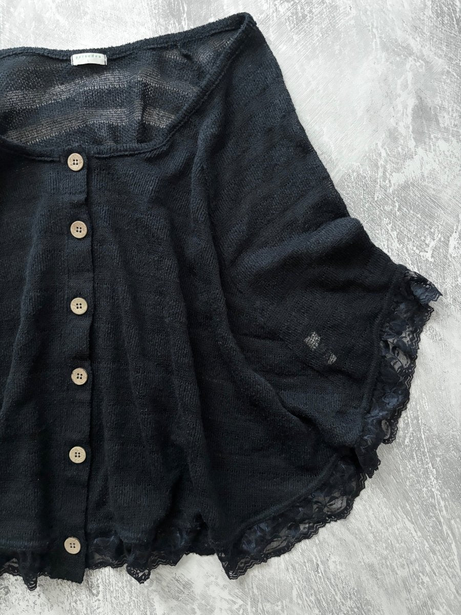Striped Knit Poncho - MIDNIGHT FAE