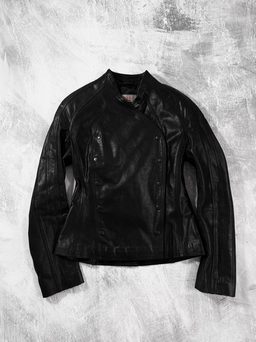 The Overlap Leather Jacket - MIDNIGHT FAE