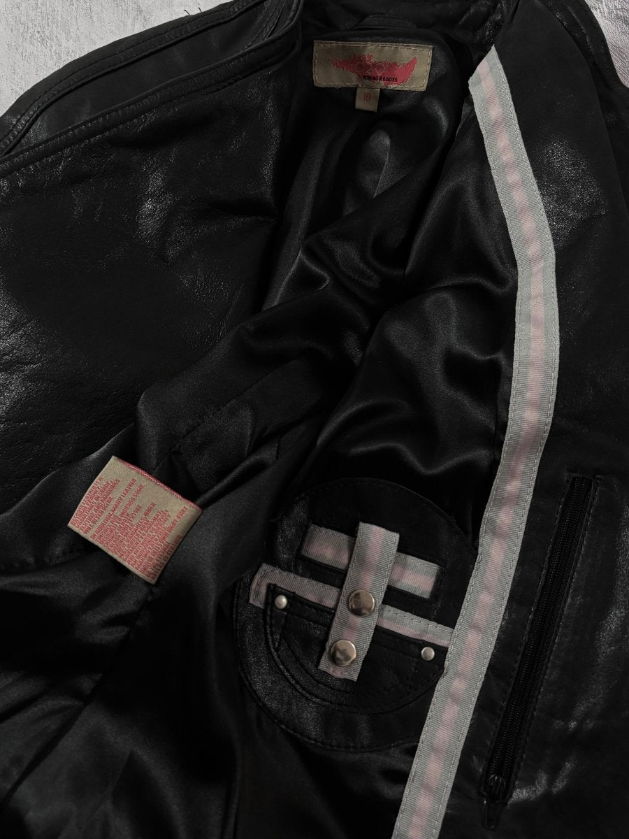 The Overlap Leather Jacket - MIDNIGHT FAE