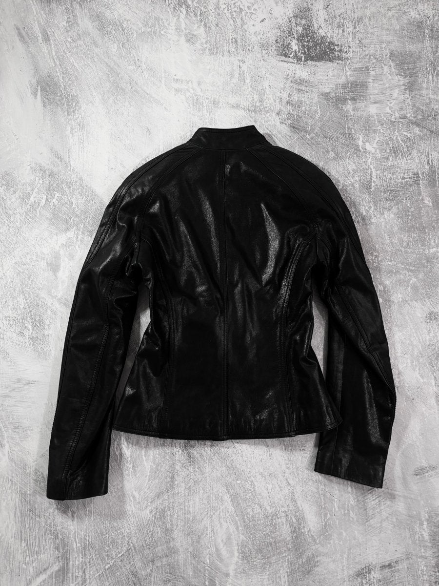 The Overlap Leather Jacket - MIDNIGHT FAE