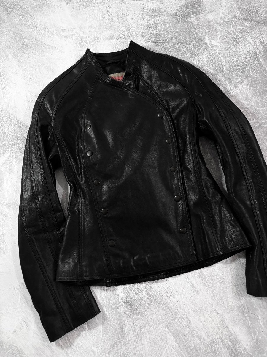 The Overlap Leather Jacket - MIDNIGHT FAE