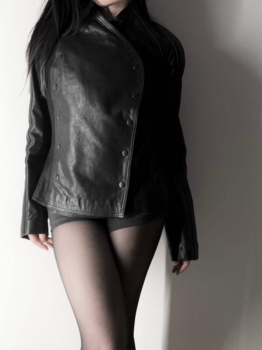 The Overlap Leather Jacket - MIDNIGHT FAE
